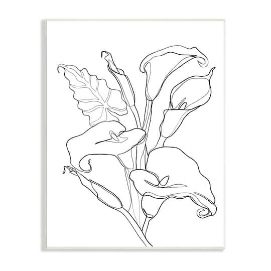Stupell Industries Calla Lily Floral Stem Modern Minimal Line Drawing Wall Plaque